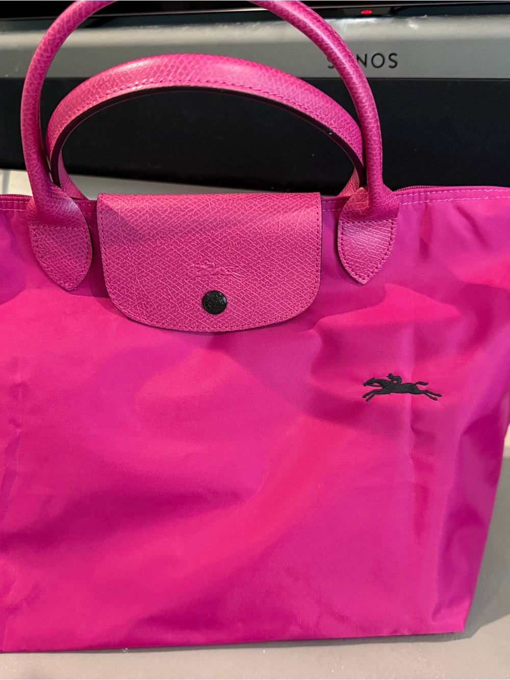 Longchamp Hot Pink Nylon Tote with Top Handles